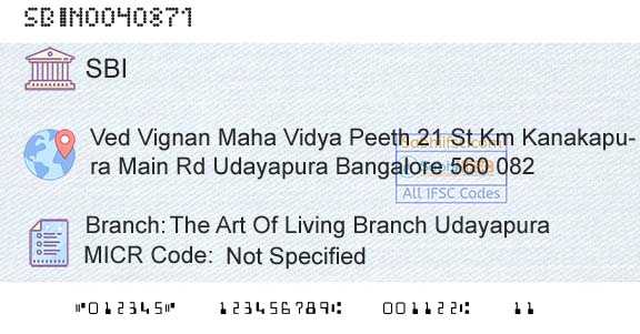 State Bank Of India The Art Of Living Branch UdayapuraBranch 