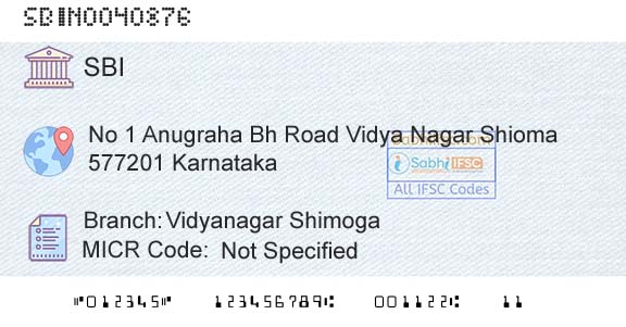 State Bank Of India Vidyanagar ShimogaBranch 