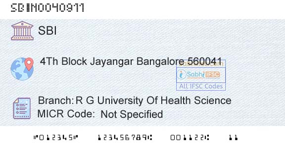 State Bank Of India R G University Of Health ScienceBranch 