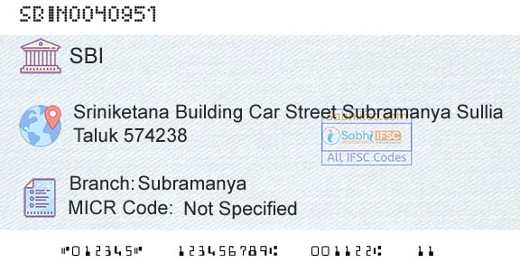 State Bank Of India SubramanyaBranch 