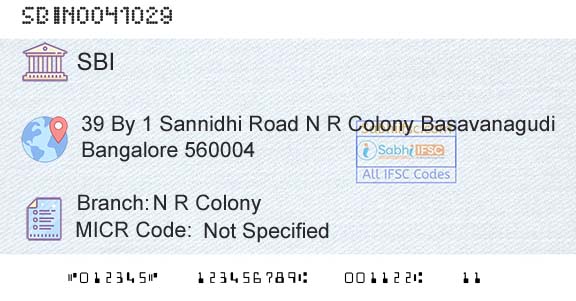 State Bank Of India N R ColonyBranch 