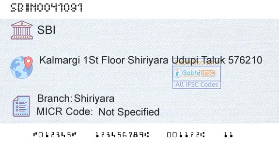 State Bank Of India ShiriyaraBranch 