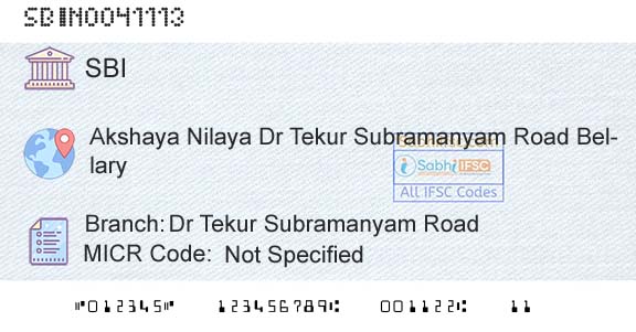 State Bank Of India Dr Tekur Subramanyam RoadBranch 