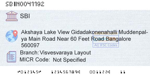 State Bank Of India Visvesvaraya LayoutBranch 