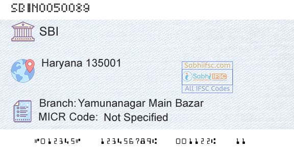 State Bank Of India Yamunanagar Main BazarBranch 