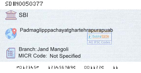 State Bank Of India Jand MangoliBranch 