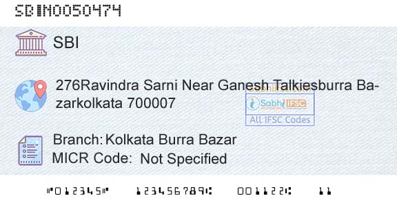 State Bank Of India Kolkata Burra BazarBranch 