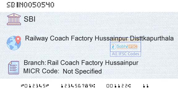 State Bank Of India Rail Coach Factory HussainpurBranch 