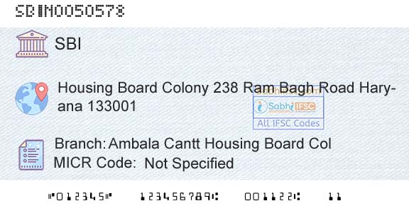 State Bank Of India Ambala Cantt Housing Board ColBranch 