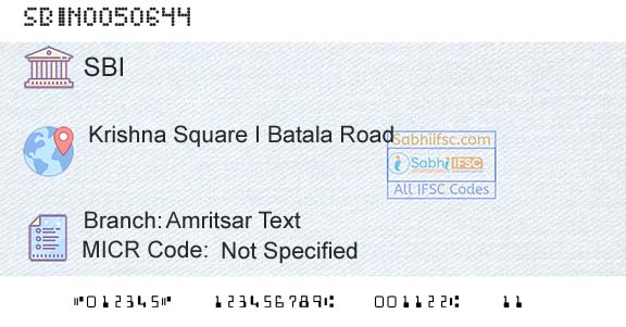 State Bank Of India Amritsar Text Branch 