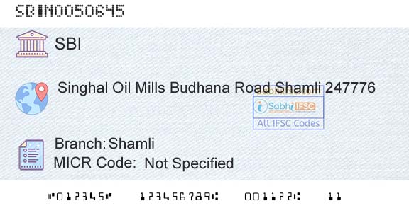 State Bank Of India ShamliBranch 