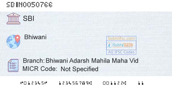 State Bank Of India Bhiwani Adarsh Mahila Maha VidBranch 