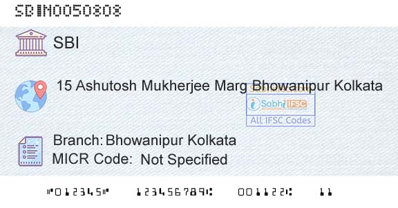 State Bank Of India Bhowanipur KolkataBranch 