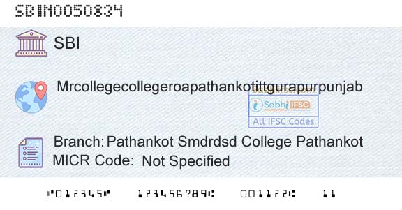 State Bank Of India Pathankot Smdrdsd College PathankotBranch 