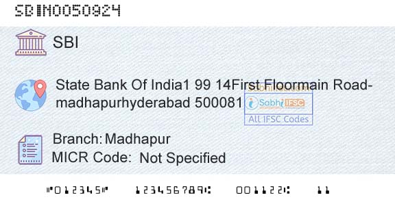 State Bank Of India MadhapurBranch 