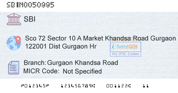 State Bank Of India Gurgaon Khandsa RoadBranch 