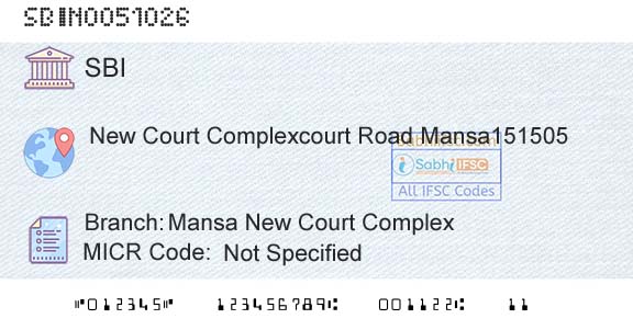 State Bank Of India Mansa New Court ComplexBranch 
