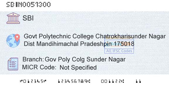 State Bank Of India Gov Poly Colg Sunder NagarBranch 