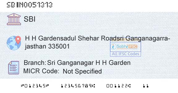 State Bank Of India Sri Ganganagar H H GardenBranch 