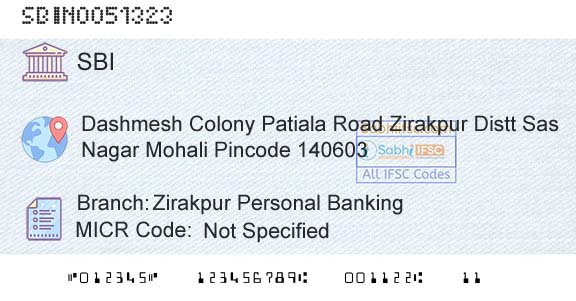 State Bank Of India Zirakpur Personal BankingBranch 