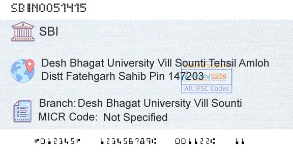 State Bank Of India Desh Bhagat University Vill SountiBranch 