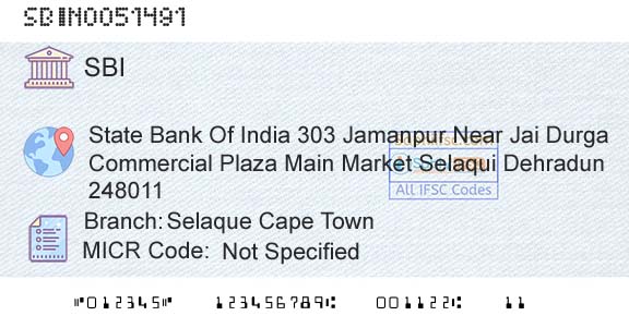 State Bank Of India Selaque Cape TownBranch 