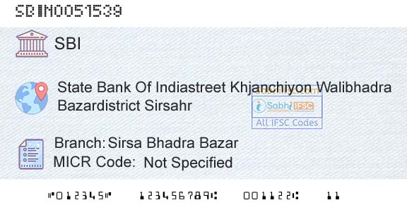 State Bank Of India Sirsa Bhadra BazarBranch 