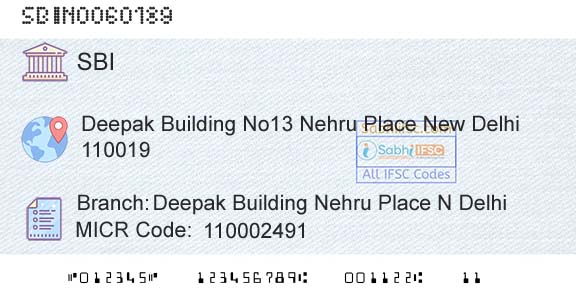 State Bank Of India Deepak Building Nehru Place N DelhiBranch 