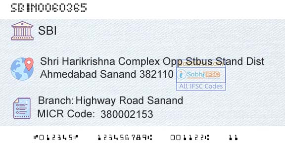 State Bank Of India Highway Road SanandBranch 
