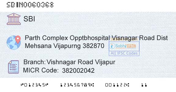 State Bank Of India Vishnagar Road VijapurBranch 