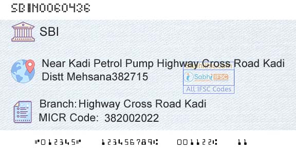 State Bank Of India Highway Cross Road KadiBranch 