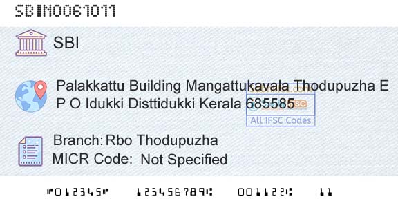 State Bank Of India Rbo ThodupuzhaBranch 