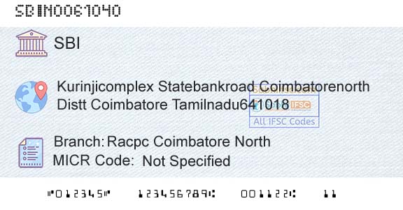 State Bank Of India Racpc Coimbatore NorthBranch 