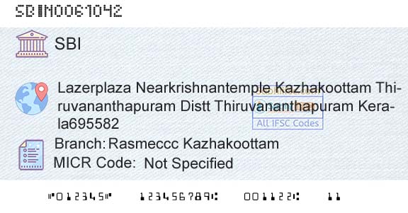 State Bank Of India Rasmeccc KazhakoottamBranch 