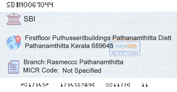 State Bank Of India Rasmeccc PathanamthittaBranch 