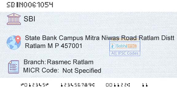 State Bank Of India Rasmec RatlamBranch 