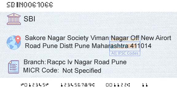 State Bank Of India Racpc Iv Nagar Road PuneBranch 