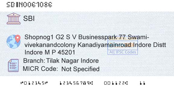 State Bank Of India Tilak Nagar IndoreBranch 
