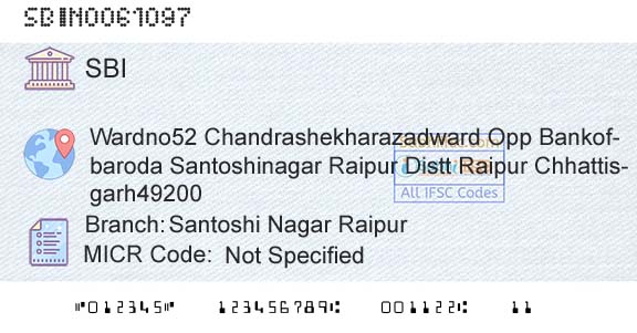 State Bank Of India Santoshi Nagar RaipurBranch 
