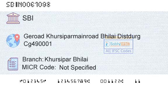 State Bank Of India Khursipar BhilaiBranch 
