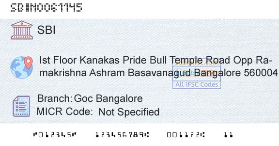 State Bank Of India Goc BangaloreBranch 