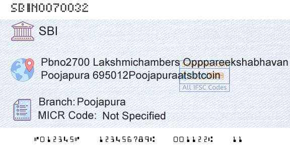 State Bank Of India PoojapuraBranch 