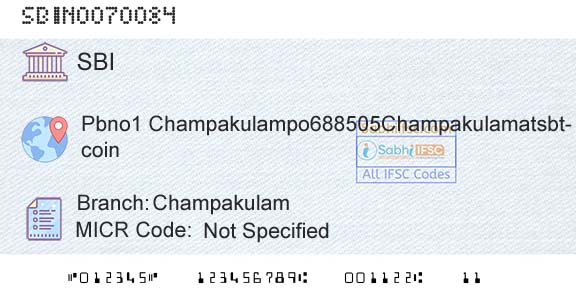 State Bank Of India ChampakulamBranch 
