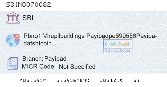 State Bank Of India PayipadBranch 