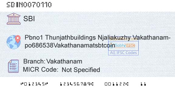 State Bank Of India VakathanamBranch 
