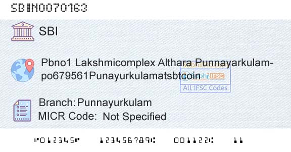 State Bank Of India PunnayurkulamBranch 