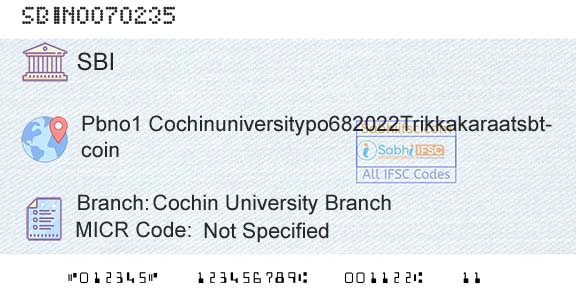 State Bank Of India Cochin University BranchBranch 