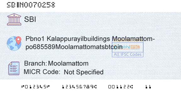 State Bank Of India MoolamattomBranch 