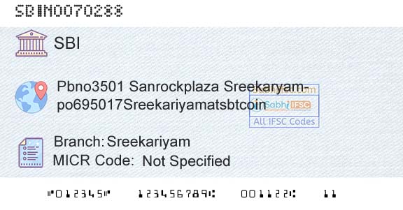 State Bank Of India SreekariyamBranch 