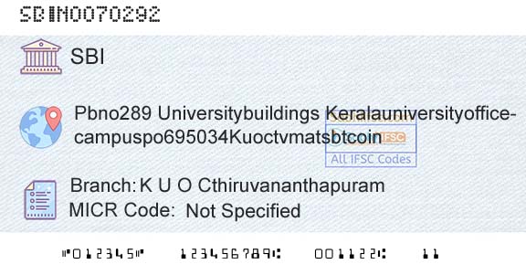 State Bank Of India K U O CthiruvananthapuramBranch 